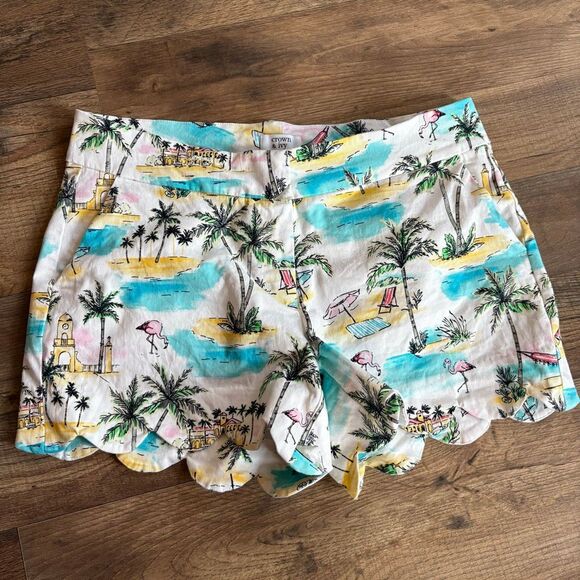 Crown & Ivy Island Beach Summer Print Scalloped Hem Shorts Women's 6 Excellent p - Picture 7 of 8